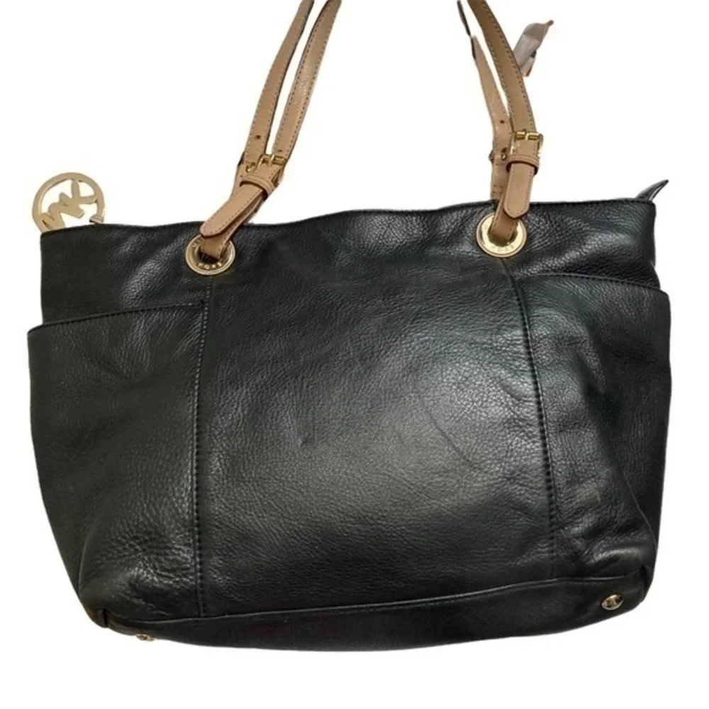 Michael Kors black leather tote bag